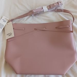 Pink Vegan Leather Bow Tie Bucket Bag | Kayla + Ava | New